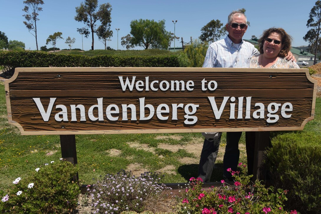 U.S. Air Force Senior Master Sgt. retired Steven Heuring, 30th Space Wing Public Affairs visual information specialist, and his wife, Kim, stand at Vandenberg Village, Calif. on July 11, 2018. Heuring received the “Giving Back to the Community Award” presented by Santa Barbara County Action Network June 3, at the Santa Maria annual awards ceremony. (U.S. Air Force photo by Airman 1st Class Aubree Milks/Released)