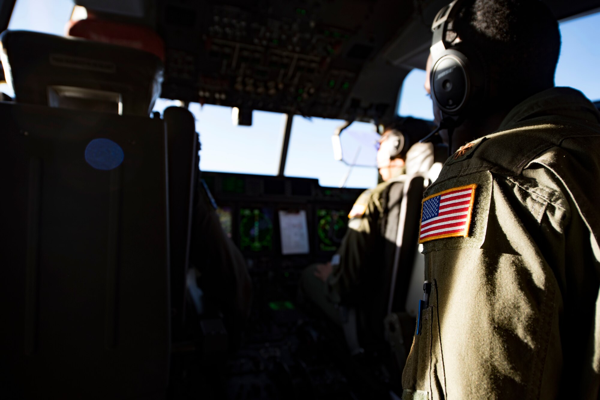 U.S. Air Force Maj. Willie Lloyd, 37th Airlift Squadron director of staff, oversees the manning of the lead C-130J Super Hercules during a training mission over Germany, on July 2, 2018. Once the pilots have led a formation long enough, they are recognized as multi-element flight lead qualified pilots. Multi-element flight lead qualified pilots help ensure the 37th Airlift Squadron is prepared to accomplish one of its primary missions: aerial delivery and mass on the drop-zone.