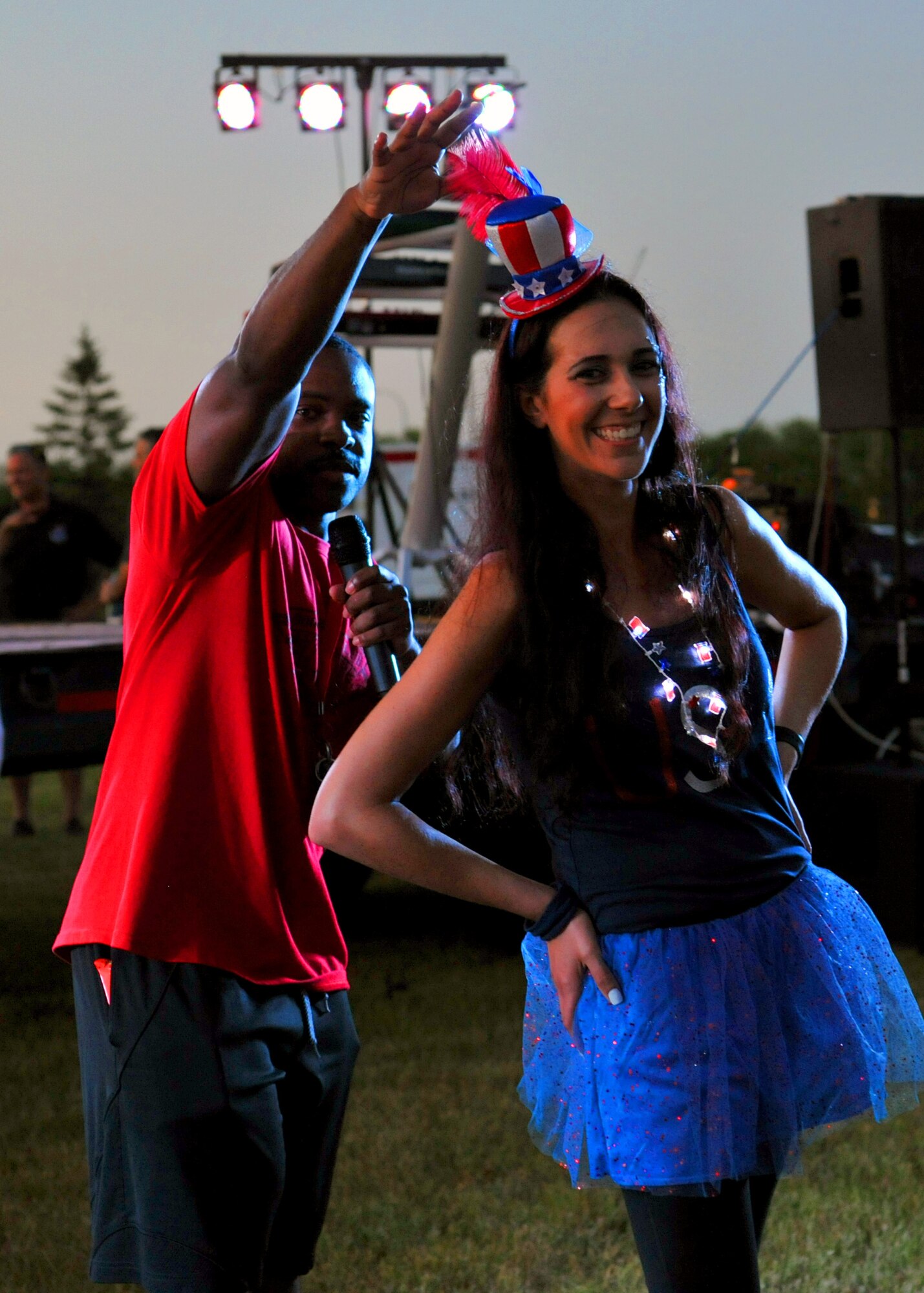 "Miss Independence", or Michelle Shepperd, strikes a pose after being crowned best adult costuem July 3, 2018, at Grand Forks Air Force Base, North Dakota. A child and adult costume contest were held during the base's Independence Day celebration known as Freedom Fest. (U.S. Air Force photo by Staff Sgt. Marcy Copeland)