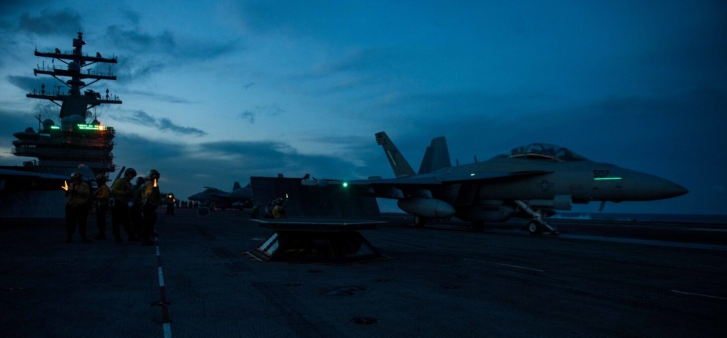 PHILIPPINE SEA (July 06, 2018) An EA-18G Growler, assigned to Electronic Attack Squadron (VAQ) 141, launches from the flight deck of the Navy's forward-deployed aircraft carrier, USS Ronald Reagan (CVN 76). Ronald Reagan, the flagship of Carrier Strike Group 5, provides a combat-ready force that protects and defends the collective maritime interests of its allies and partners in the Indo-Pacific region.
