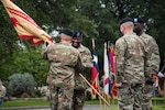Col. Isaac Manigault accepts the colors for the U.S. Army Environmental Command during a change of command ceremony at the U.S. Army North Quadrangle at Joint Base San Antonio-Fort Sam Houston July 11. Manigault took command of the USAEC from Col. Timothy Greenhaw, who led the command for two years. Greenhaw is heading to the Pentagon to work at the Joint Staff J-8 Joint Requirements Office.