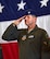 Col. Michael Hernandez renders a salute during the wing change of command ceremony