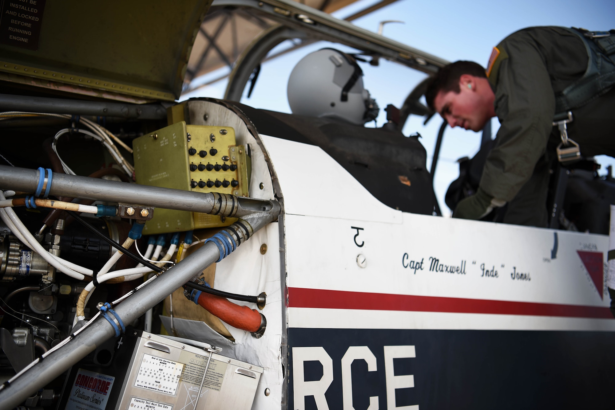 Second Lt. Cameron Duley, 41st Flying Training Squadron student pilot, completes a pre-flight check list before a sortie July 2, 2018, on Columbus Air Force Base, Mississippi. The T-6 Texan II is a single-engine, two-seat primary trainer used to train Specialized Undergraduate Pilot Training Classes accross the U.S. Air Force. (U.S. Air Force photo by Airman 1st Class Keith Holcomb)