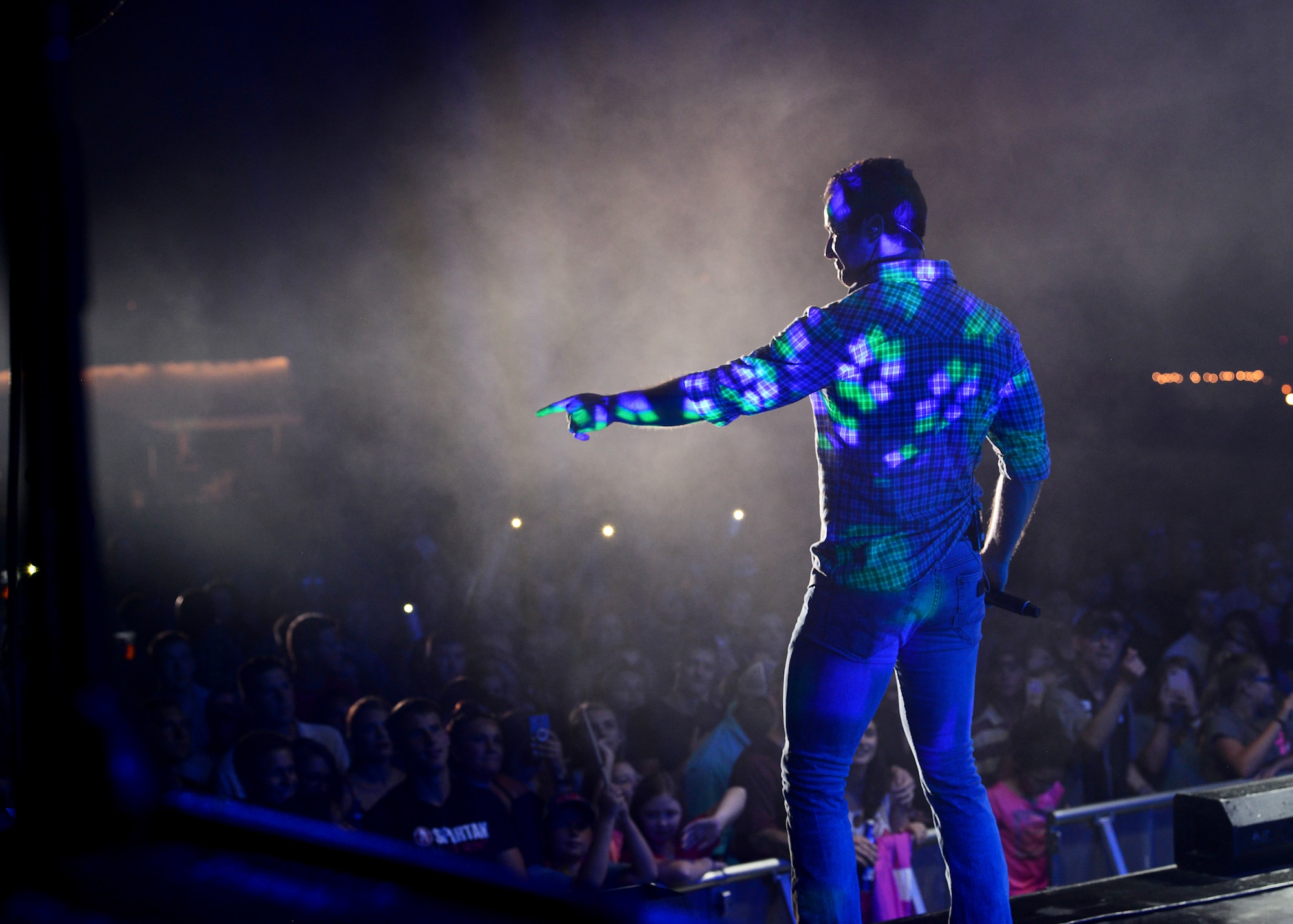 Easton Corbin, American country music singer, performs at Patriot Fest July 6, 2018, on Columbus Air Force Base, Mississippi. Both music groups were a part of a five-base tour with Air Force Entertainment. (U.S. Air Force photo by Airman 1st Class Beaux Hebert)