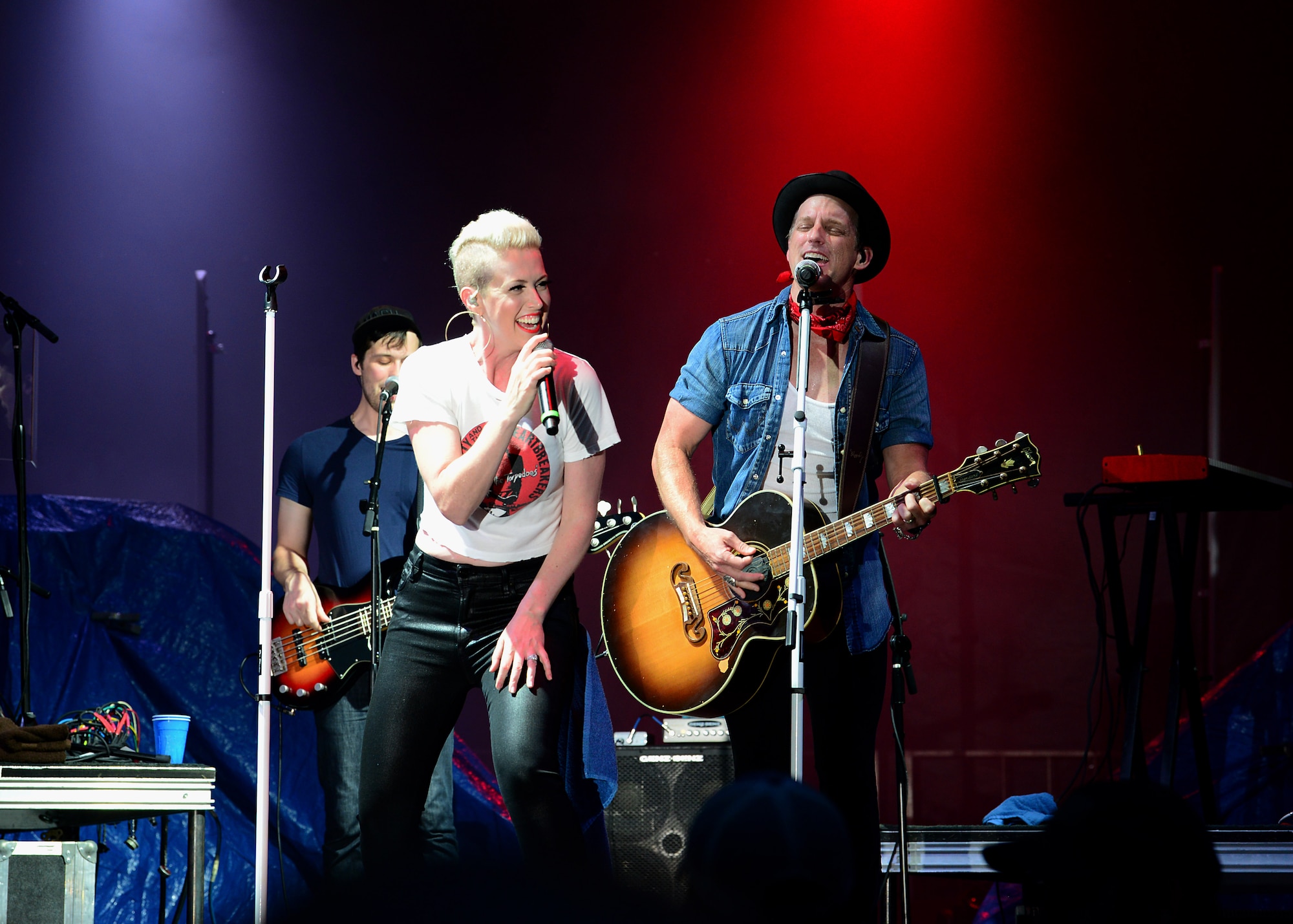 Thompson Square, American country music group, performs July 6, 2018, on Columbus Air Force Base, Mississippi. Patriot Fest 2018 featured a concert with Thompson Square and Easton Corbin along with food vendors and children’s activities. (U.S. Air Force photo by Airman 1st Class Beaux Hebert)