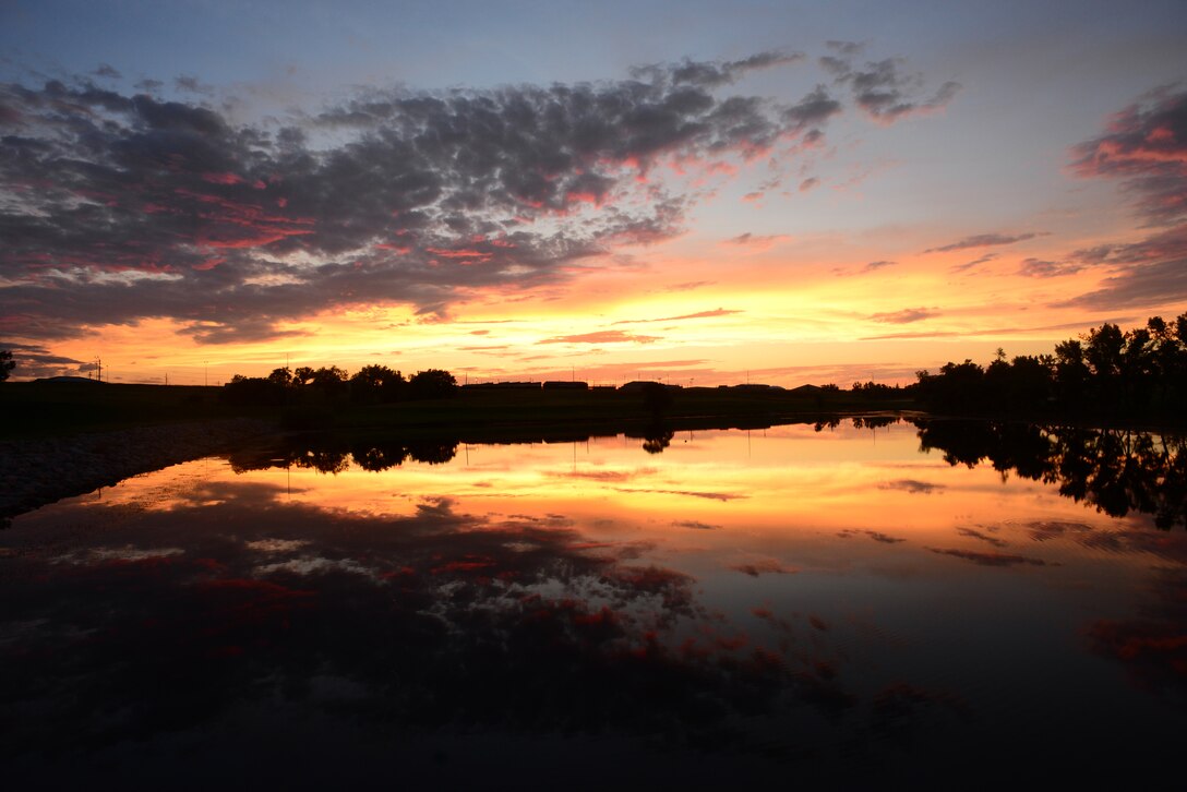 Gateway Lake, one of the many lakes located on Ellsworth Air Force Base, S.D., is home to largemouth bass, blue gill and western pond turtles. To fish at the lake, individuals must have a valid South Dakota fishing license and a base fishing permit. Both of these are available at Outdoor Recreation. (U.S. Air Force photo by Airman 1st Class Nicolas Z. Erwin)