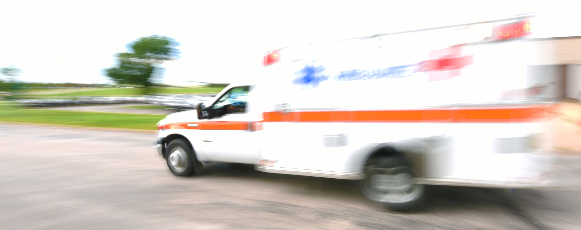 Tech. Sgt. Ricky Dunbar, the noncommissioned officer in charge of the 28th Medical Operations Squadron ambulance services flight, responds to a call at Ellsworth Air Force Base, S.D., July 10, 2018. Ambulance services Airmen are on call 24 hours a day and are trained to respond to incidents with minimal delay. (U.S. Air Force photo by Airman 1st Class Thomas Karol)