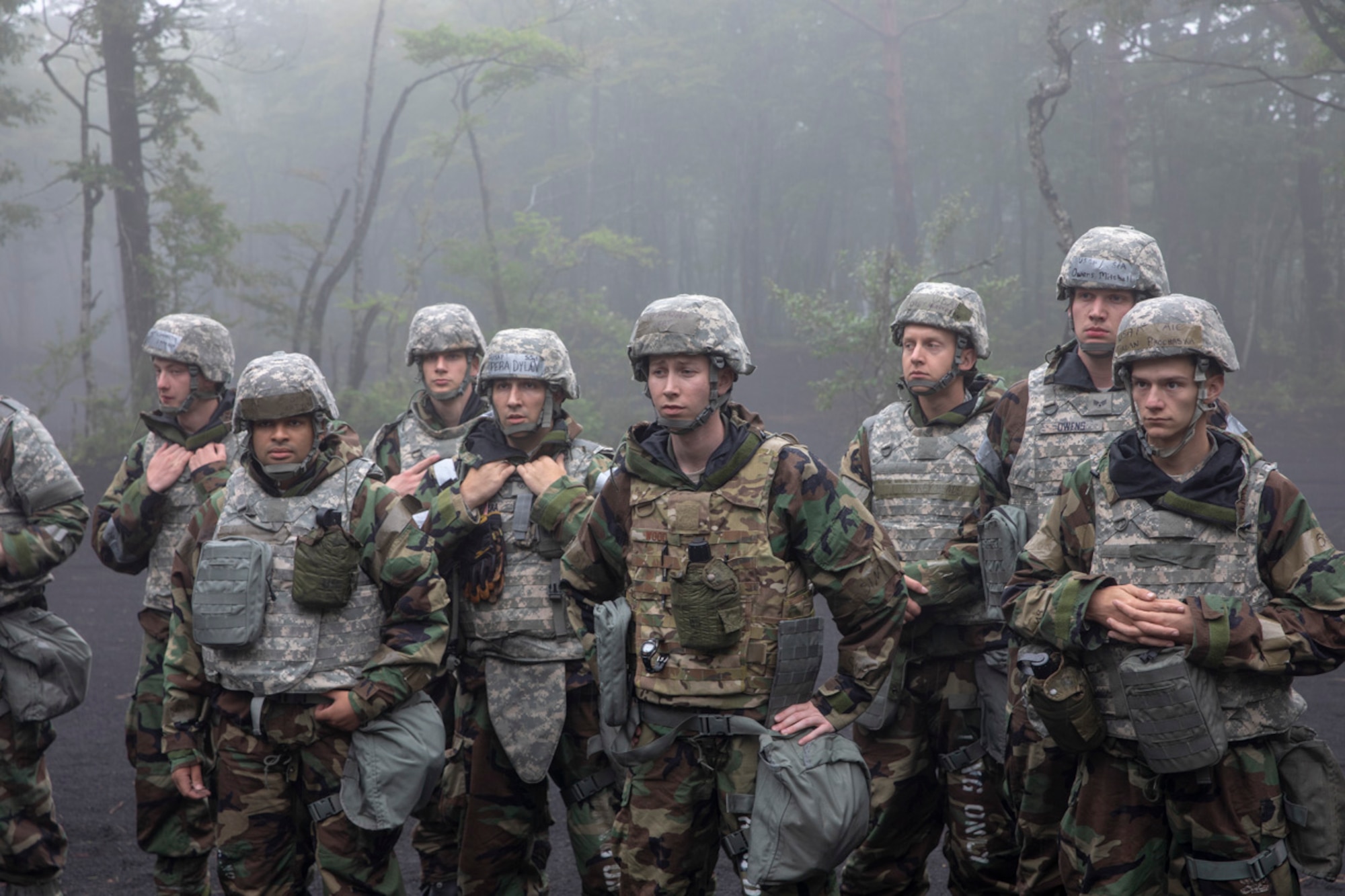 Airmen with the 374th Airlift Wing receive instructions during a Chemical, Biological, Radiological and Nuclear training course