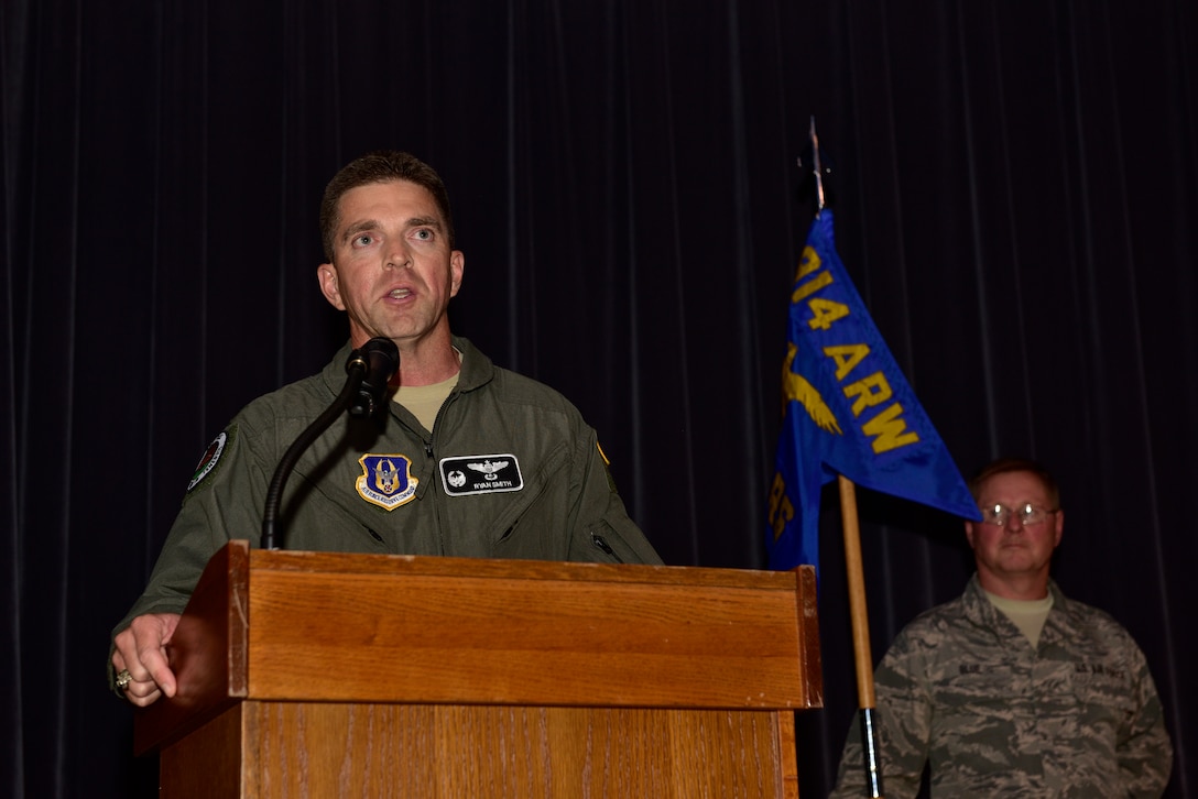 Lt. Col. Ryan G. Smith assumes command of the 328th Air Refueling Squadron