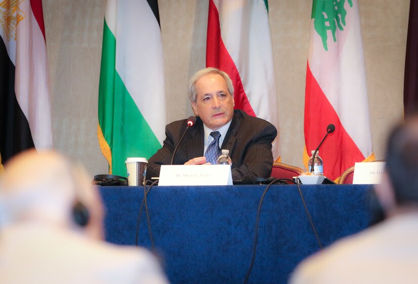 Dr. Michael Yaffe, vice president, Middle East and Africa Center, United States Institute of Peace, educates the audience on the role of a coalition before the breakout of large-scale conflicts in fragile states at the 2018 Senior Strategy Session – Arabian Peninsula / Levant in Arlington, Va, July 11, 2018. Yaffe, who was previously a foreign affairs officer at the U.S. State Department concentrating on Middle East peace negotiations, regional security, and nonproliferation, emphasized the principle of working by, with, and through our regional partners to create an enduring effect on stability operations and achieve long-term results. Over the four-day conference, speakers and participants will engage in discussions centering on the complexities and lessons learned from Joint, Interagency, Intergovernmental and Multinational (JIIM) efforts during ongoing theater campaigns that have global implications.