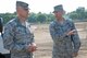 Col. Thomas Sherman, 88th Air Base Wing and Installation commander, talks to Maj. Gen. Bradley D. Spacy, Air Force Installation and Mission Support Center commander, about construction at the new Gate 26A site during the general's visit to the installation July 12, 2018.