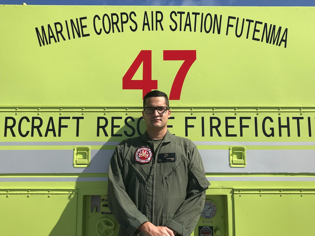 Lance Cpl. Erick Riverabroco poses for a photo July 16 at Ie Shima Training Facility.