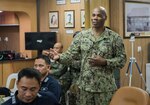 SAN FERNANDO CITY, Philippines (July 14, 2018) Capt. Lex Walker, Commodore, Destroyer Squadron 7, delivers remarks at the closing ceremony of Maritime Training Activity (MTA) Sama Sama 2018 aboard Philippine Navy ship BRP Tarlac (LD-601). The week-long engagement focuses on the full spectrum of naval capabilities and is designed to strengthen the close partnership between both navies while cooperatively ensuring maritime security, stability and prosperity.