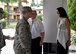 U.S. Air Force Col. Britt Hurst, 39th Air Base Wing commander, congratulates Nazan Ogru, Hodja Inn quality assurance trainer, as she is one of the top four nominees for the 2018 Air Force Innkeeper Travelers' Award in the Large Category lodging operations at Incirlik Air Base, Turkey, July 18, 2018.