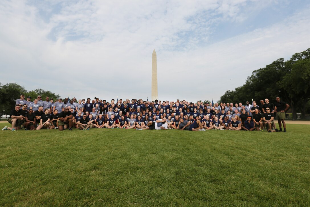 Students, mentors and Marines gather for a group photo during the 2018 Battles Won Academy in the District of Columbia, July 15. The Battles Won Academy is a part of the Marine Corps’ Semper Fidelis All-American Program, which recognizes young men and women who excel in athletics, but have also shown themselves to be leaders in the classroom and in their hometowns. Nearly 100 high school student-athletes attended the academy, which focused on developing their self-confidence, discipline, teamwork, and honing the fighting spirit that embodies the Marine Corps. (U.S. Marine Corps photo by Lance Cpl. Phuchung Nguyen)