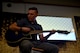 U.S. Air Force Airman 1st Class Dylan Hunter, 316th Training Squadron student, performs an original song during the semi-annual Goodfellow’s Got Talent show at the Crossroads Student Ministry Center on Goodfellow Air Force Base, Texas, July 13, 2018. Hunter won third place for his performance. (U.S. Air Force photo by Senior Airman Randall Moose/Released)