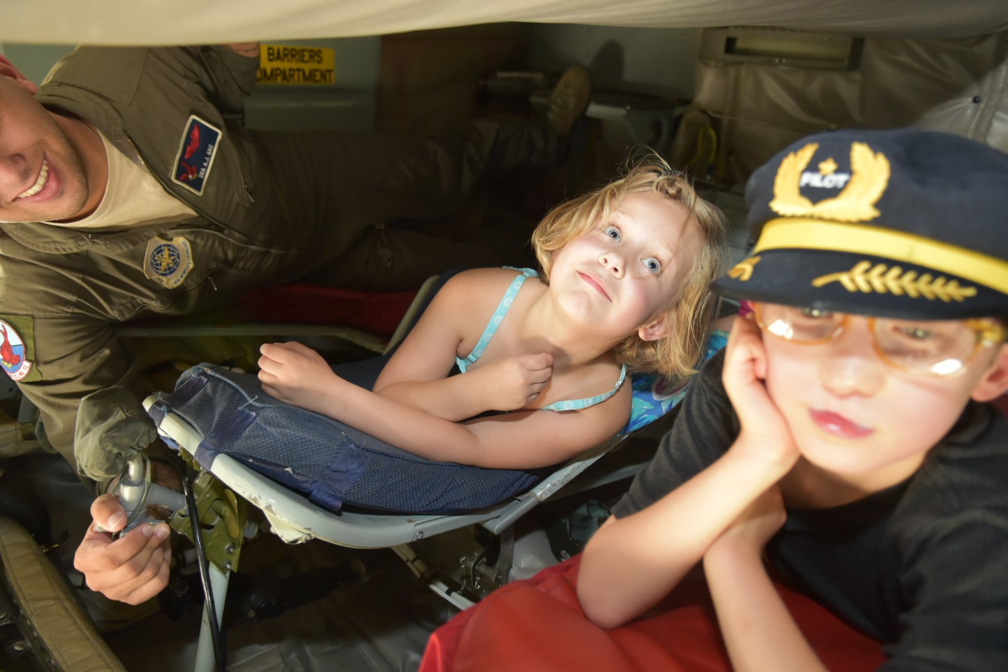 Tommy Judge and his family on a static tour of the KC- 135R Stratotanker on June 21, 2018 at Seymour Johnson Air Force Base, NC.
