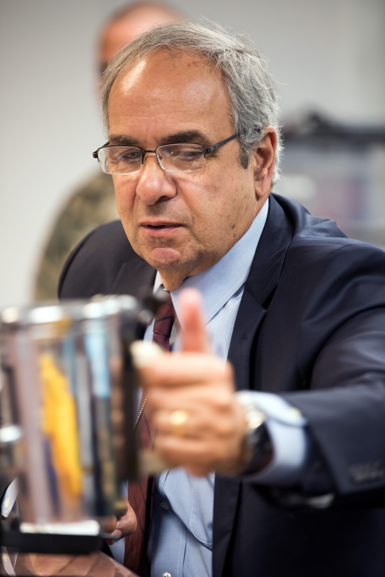 Dr. Richard Joseph, Chief Scientist of the United States Air Force, Washington, D.C. visits Travis Air Force Base, Calif., July 12, 2018. Joseph toured David Grant USAF Medical Center, Phoenix Spark lab and visited with Airmen. Joseph serves as the chief scientific adviser to the Chief of Staff and Secretary of the AF, and provides assessments on a wide range of scientific and technical issues affecting the AF mission. (U.S. Air Force photo by Louis Briscese)