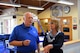 U.S. Air National Guard Col. (ret.) Jay Hone, left, talks to Susan Long 100th Force Support Squadron, Family Service Flight Chief, while visiting the Child Development Center and the Youth Center on RAF Mildenhall, England, July 12, 2018. Hone is the husband of Secretary of Air Force Heather Wilson. During his time at RAF Mildenhall he met with Airmen and visited different support agencies on base for Airmen and their families. (U.S. Air Force photo by Senior Airman Luke Milano)