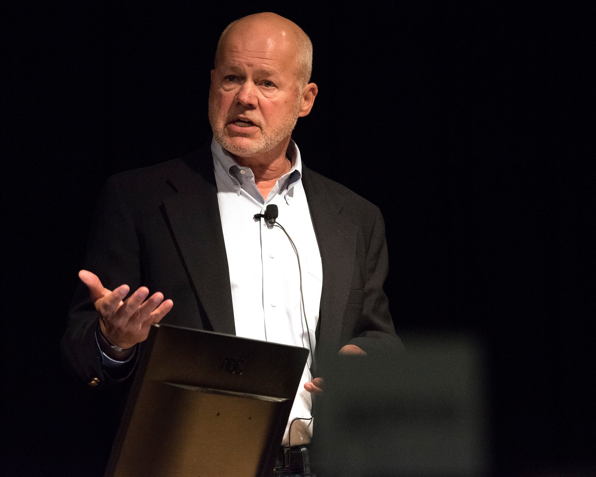 Dr. Steven ‘Cap’ Rogers, the Air Force Research Laboratory’s senior scientist for autonomy, provided a lunchtime keynote address about artificial intelligence in autonomy to a crowd of more than 600 at the Wright Dialogue with Industry event July 17, 2018 at the Dayton Convention Center.