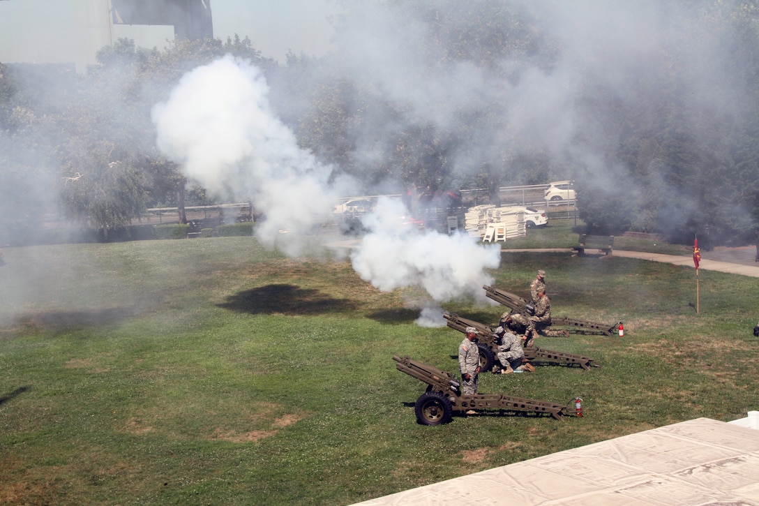 Change-of-command artillery salute battery fires
