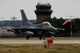 An F-16 Fighting Falcon from the 31st Fighter Wing, 510th Fighter Squadron, Aviano Air Base, Italy, lands at Royal Air Force Lakenheath, England, July 20, 2018. The 510th FS is participating in a bilateral training event to enhance interoperability, maintain joint readiness and reassure our regional allies and partners. (U.S. Air Force photo by Tech. Sgt. Matthew Plew)