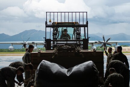 Marines of the 3d Transportation Support Battalion, VMGR-152, and Marine Wing Support Squadron 172 are participating in Exercise Kodiak Mace. During the exercise, through July 25, Marines are conducting joint precision air drop system, cargo, and personnel airdrops.