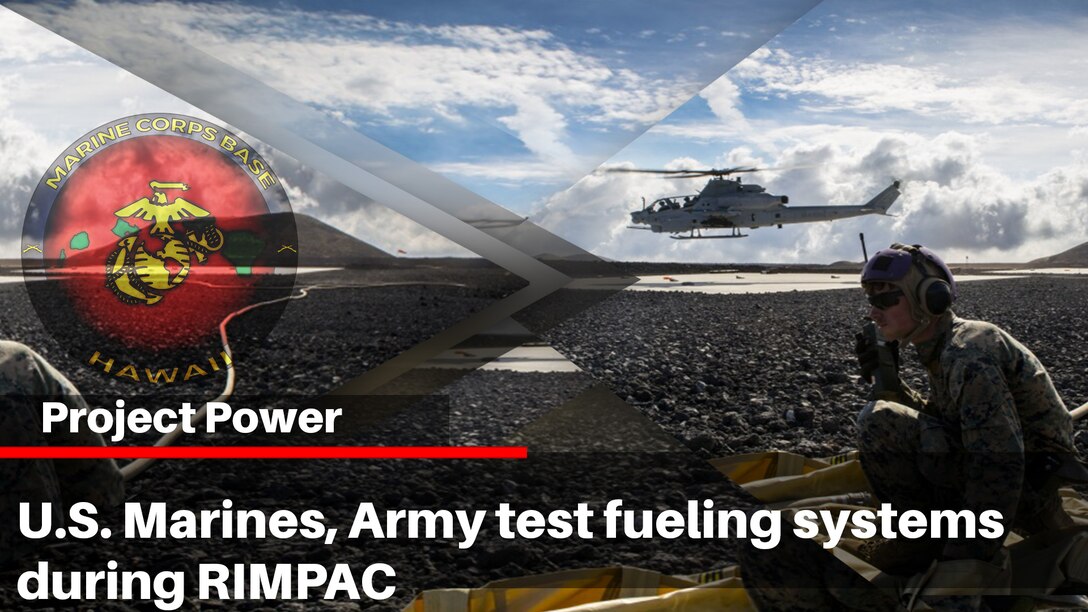 U.S. Marine Cpl. Michael Michehl, a line noncommissioned officer with Marine Wing Support Detachment 24, controls forward arming and refueling point operations after refueling a Bell AH-1W Super Cobra during a field test for the Expeditionary Mobile Fuel Additization Capability system as part of Rim of the Pacific (RIMPAC) exercise at Pohakuloa Training Area, Hawaii, July 18, 2018. RIMPAC provides high-value training for task-organized, highly capable Marine Air-Ground Task Force and enhances the critical crisis response capability of U.S. Marines in the Pacific. Twenty-five nations, 46 ships, five submarines, about 200 aircraft and 25,000 personnel are participating in RIMPAC from June 27 to Aug. 2 in and around the Hawaiian Islands and Southern California. (U.S. Marine Corps photo by Lance Cpl. Adam Montera)