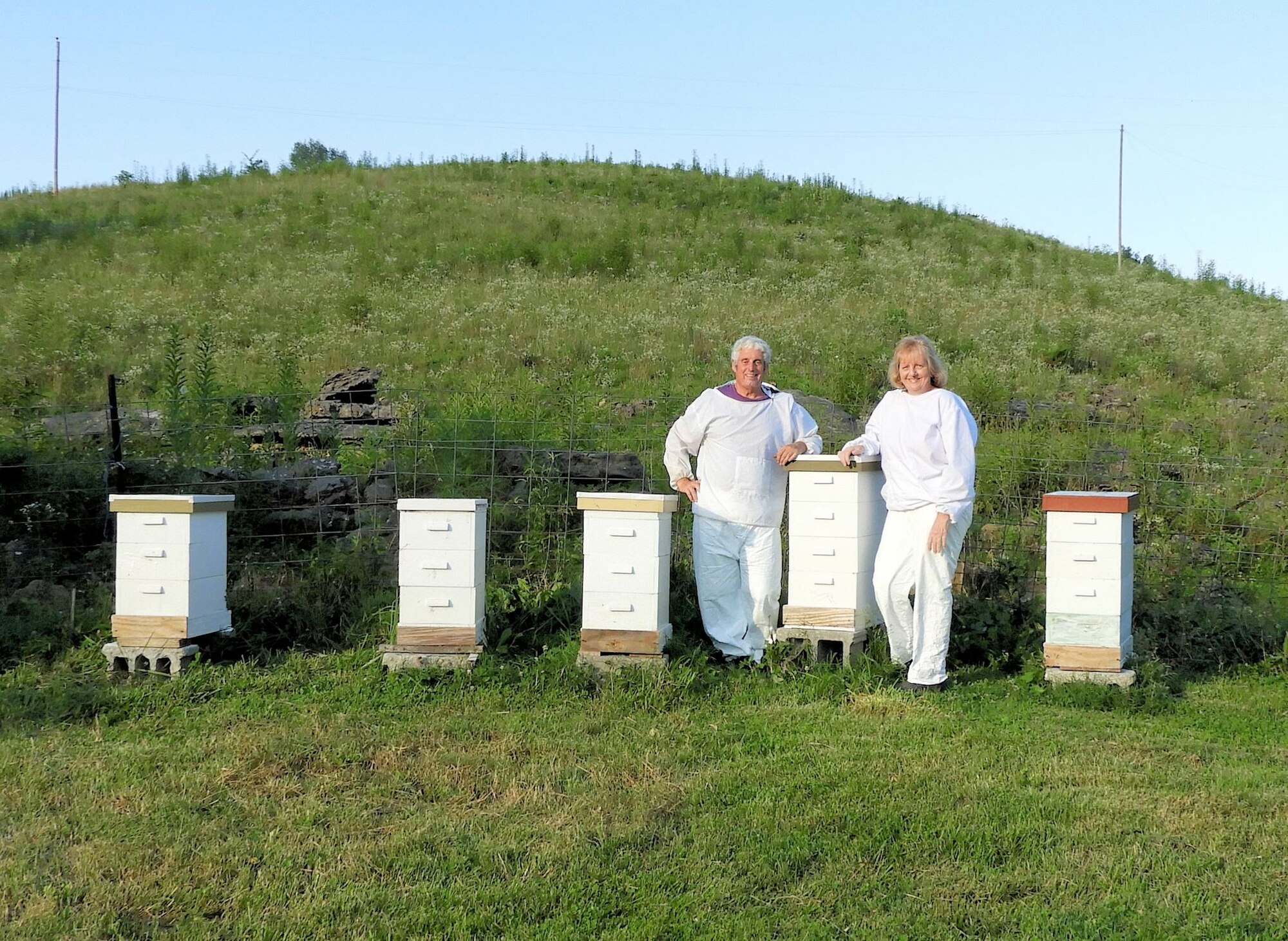 Joe Migliaccio, an AEDC engineering group manager, and his wife Rita say they enjoy the beekeeping hobby they began in 2016. They started three new hives in June. (Courtesy photo)