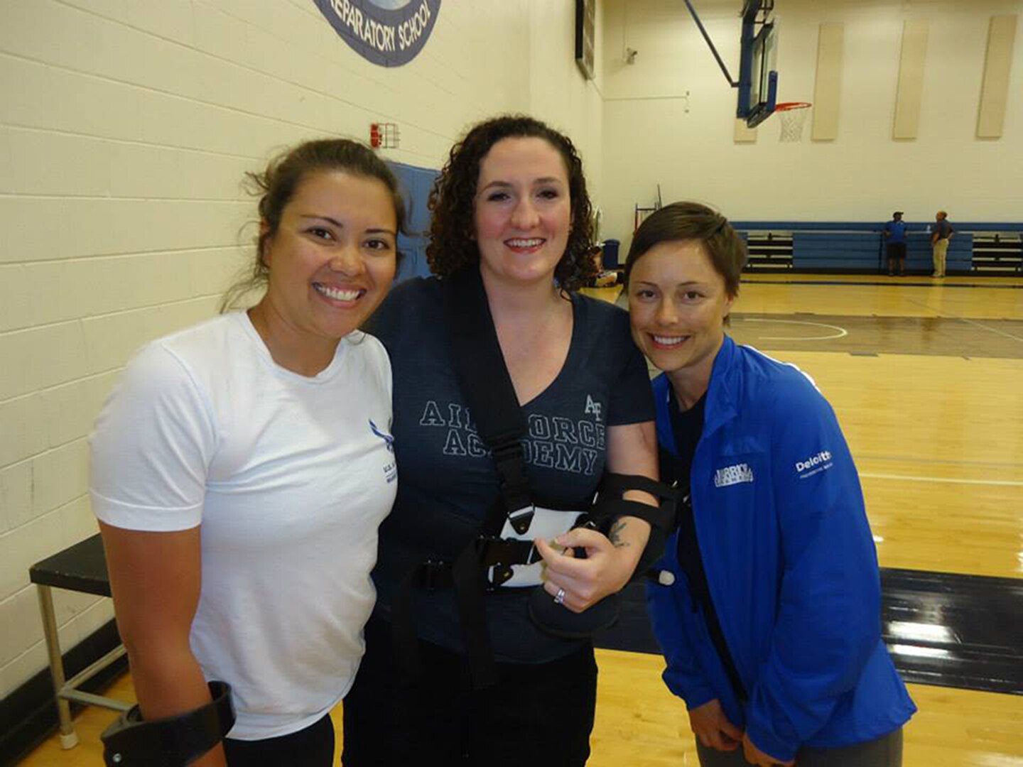 PSNS & IMF employee Adrienne Rank (center) visits fellow Warrior Game athletes and cancer survivors Sarah Evan (left) and Laura McClosky.