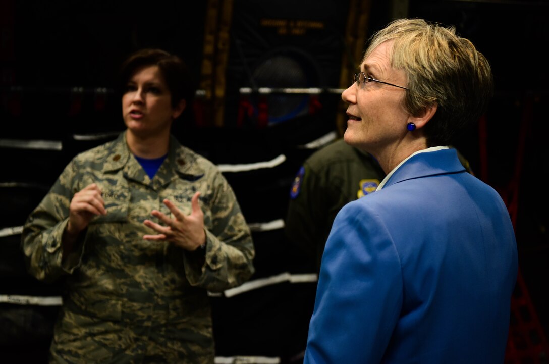 SECAF looks around during tour