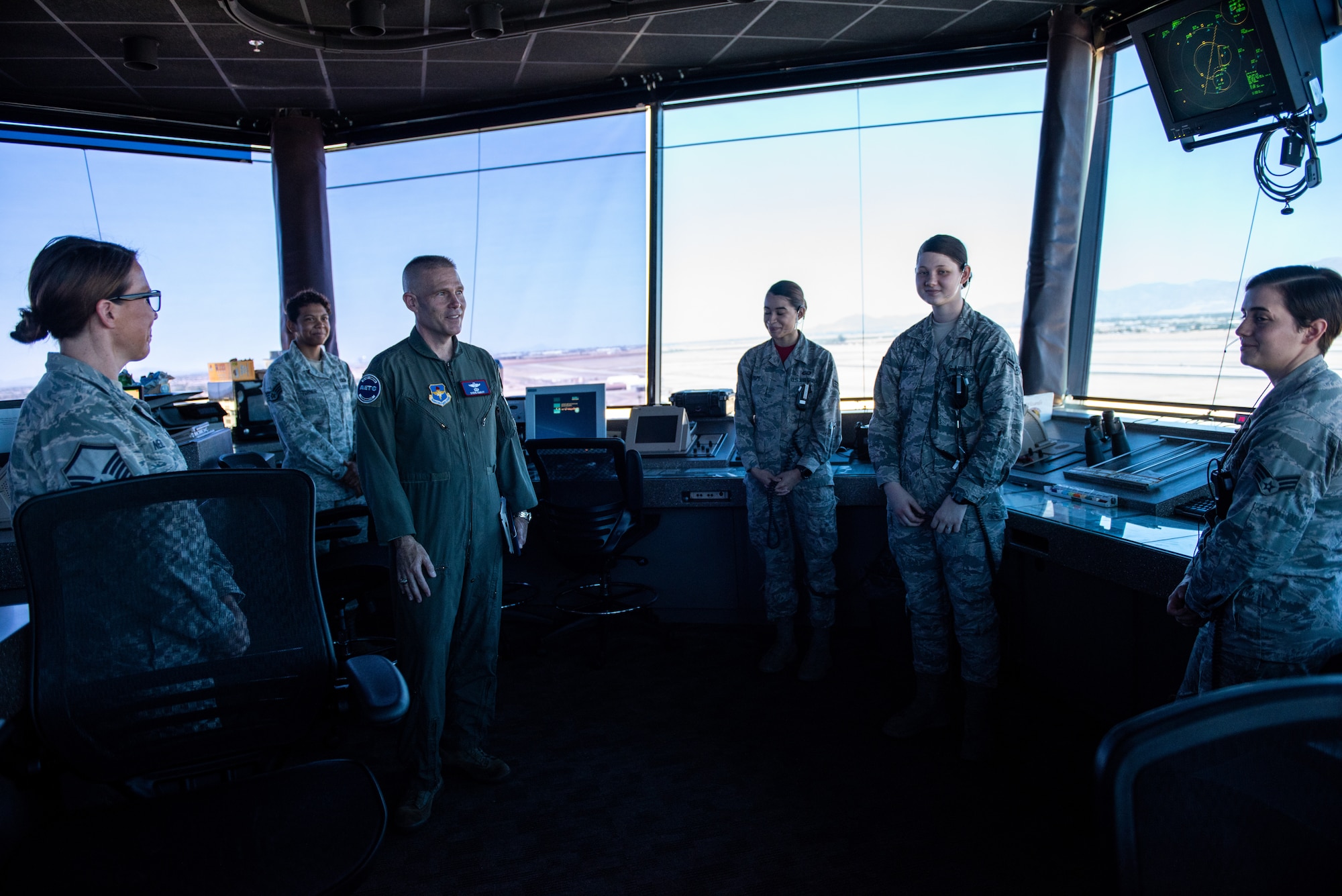 U.S. Air Force Lt. Gen. Steve Kwast, commander of Air Education and Training Command, speaks to 56th Operations Support Squadron Airmen during his visit to Luke Air Force Base, Ariz., July 20, 2018. During the visit, Airmen briefed Kwast on their unit’s current operations and ways they plan to improve. (U.S. Air Force photo by Airman 1st Class Alexander Cook)