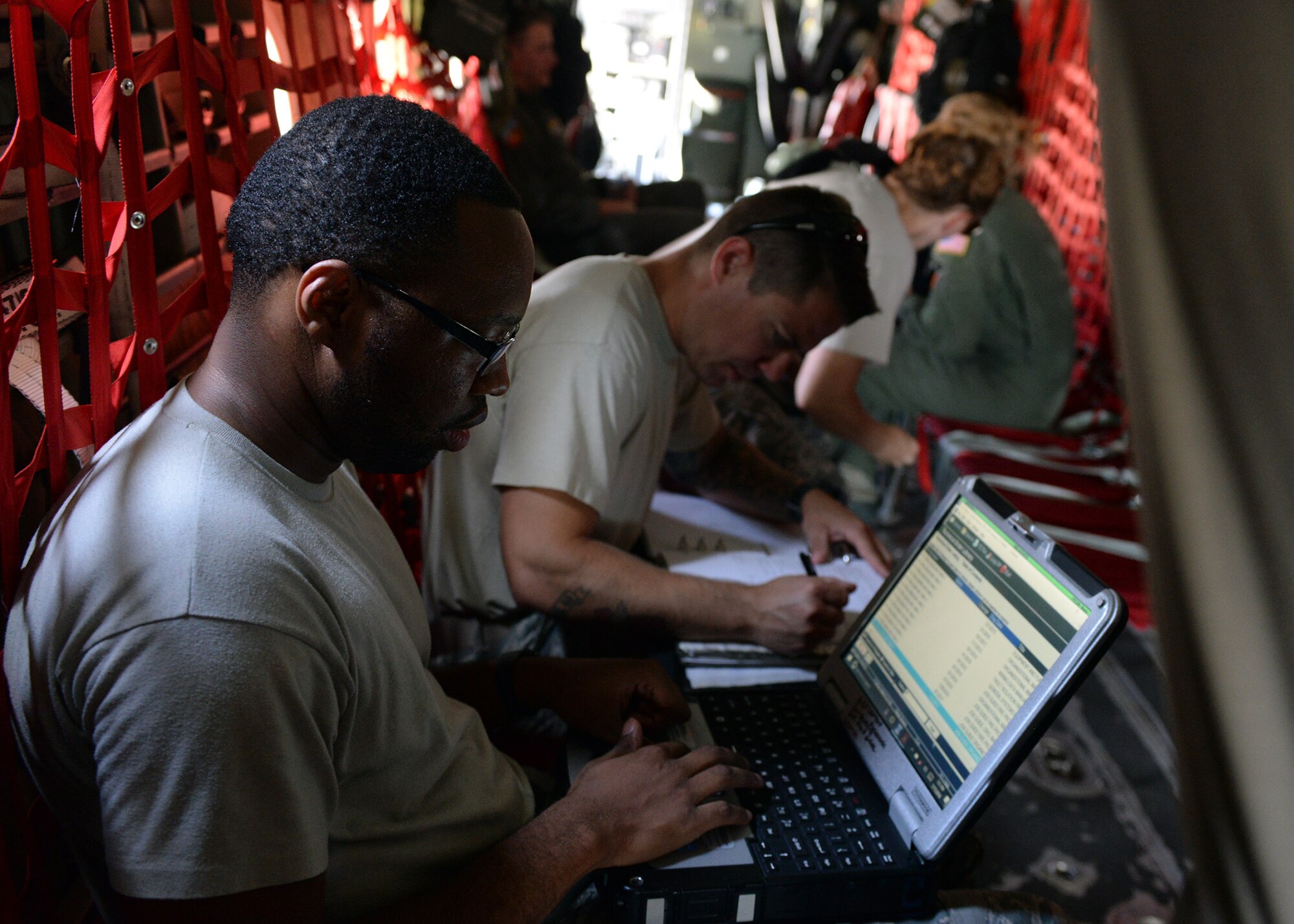 U.S. Air Force Senior Airman Antawn Kimes, 86th Aircraft Maintenance Squadron guidance and control systems journeyman, performs a write up for an electronic circuit break unit swap out in Plovdiv, Bulgaria, July 17, 2018. Members of the 86th AMXS were integral to the success of Thracian Summer 18 by ensuring the aircraft were ready for flight. (U.S. Air Force photo by Staff Sgt. Jimmie D. Pike)