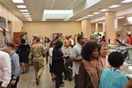 Employees attend Center Restaurant soft opening July 23, 2018.