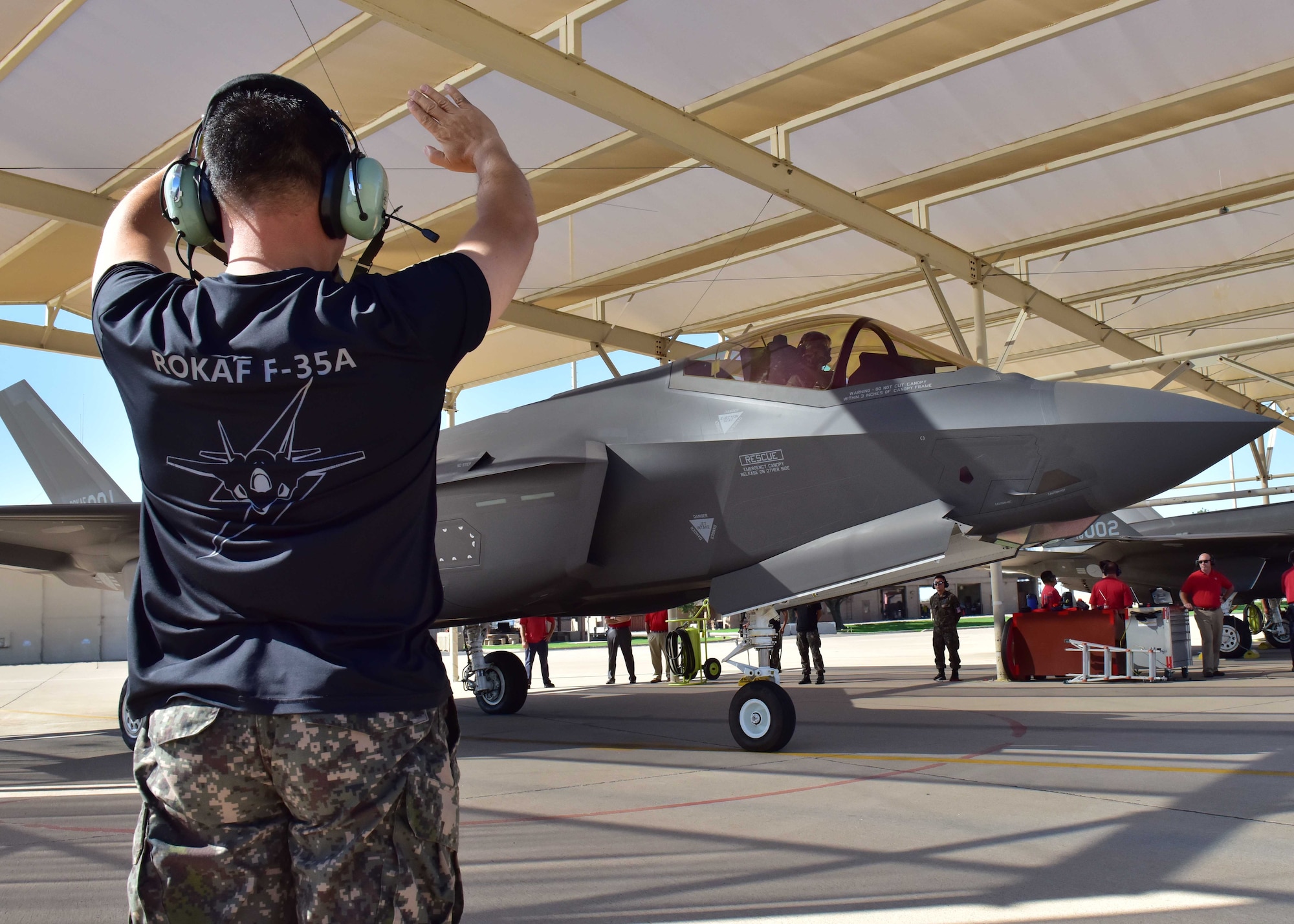 After a year of preparation and instruction through the 944th Operations Group Detachment 2, Lockheed Martin and their active duty team members at the 56th Fighter Wing, Maj. Kiyun Jung, ROKAF F-35A pilot, flew his first solo mission.