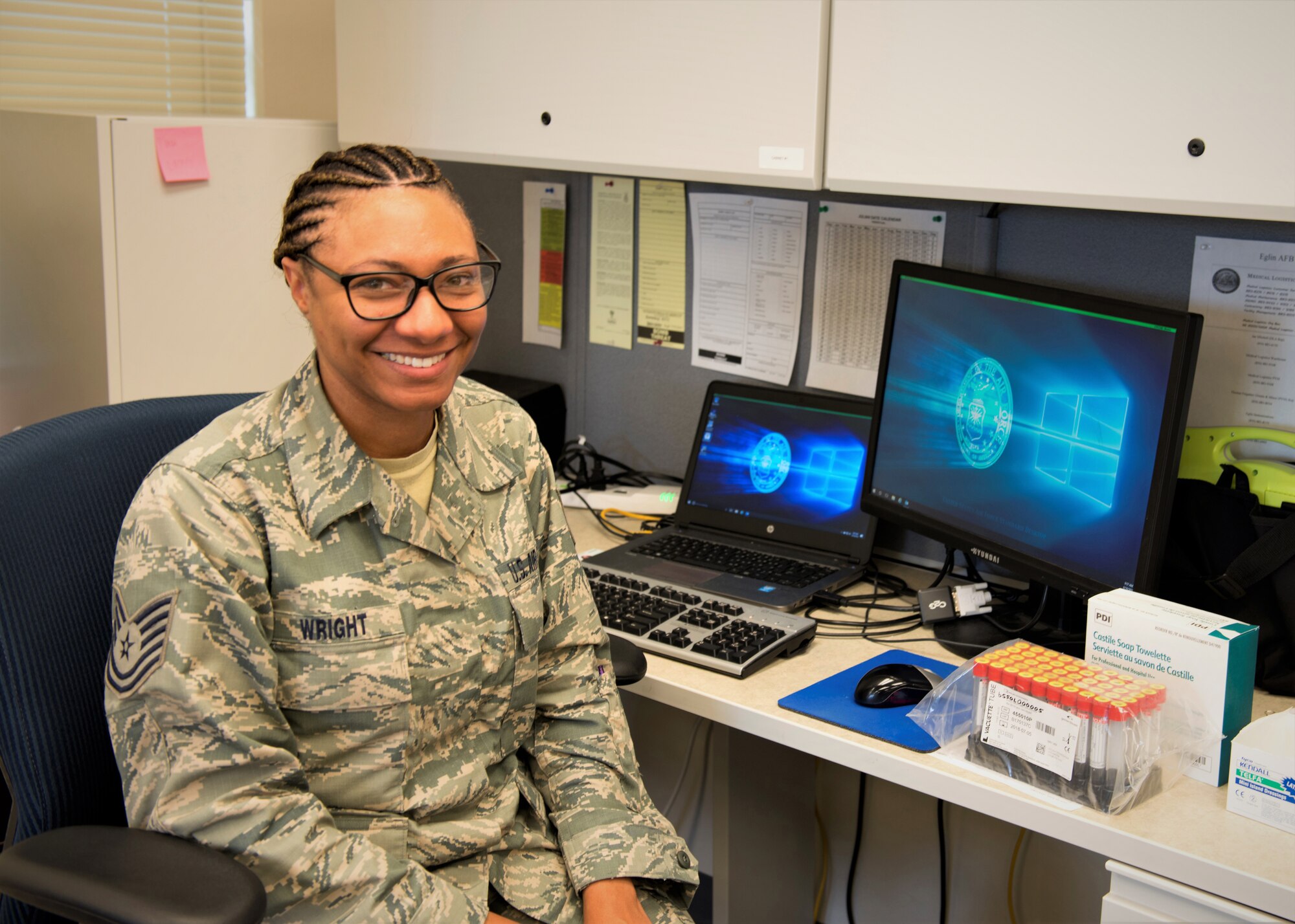 Tech. Sgt. Brittiany Wright serves as the noncommissioned officer in charge of medical logistics for the 919th Special Operations Medical Squadron at Duke Field, Fla.
