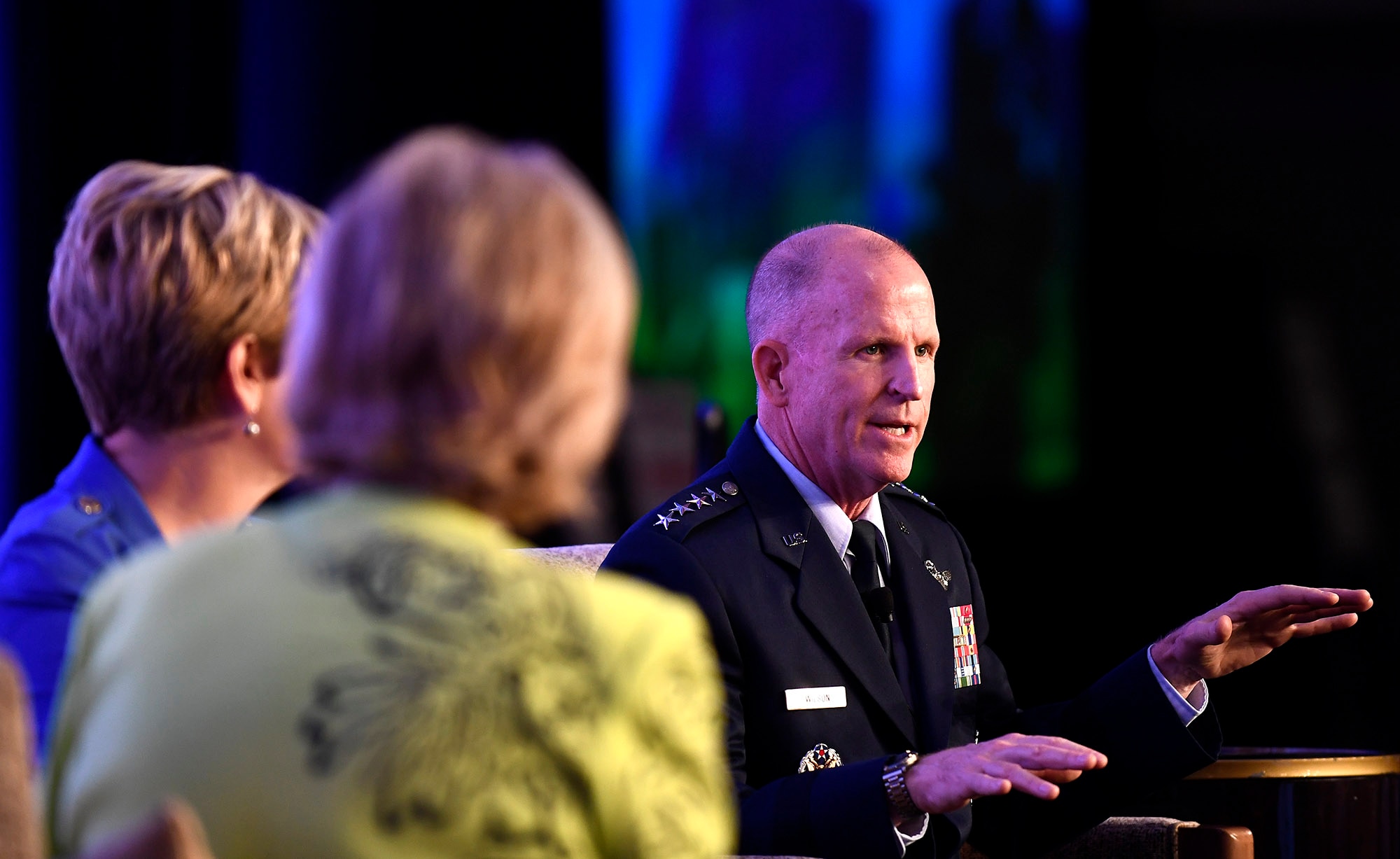 Air Force Vice Chief of Staff Gen. Stephen W. Wilson speaks during the Military Child Education Coalition National Training Seminar in Washington, D.C., July 24, 2018. The Air Force has continuously placed an emphasis on school age dependent education because of a direct correlation with family resilience to maintain a willingness of families to continue to support their Airman sponsors wherever they are asked to serve. (U.S. Air Force photo by Staff Sgt. Rusty Frank)