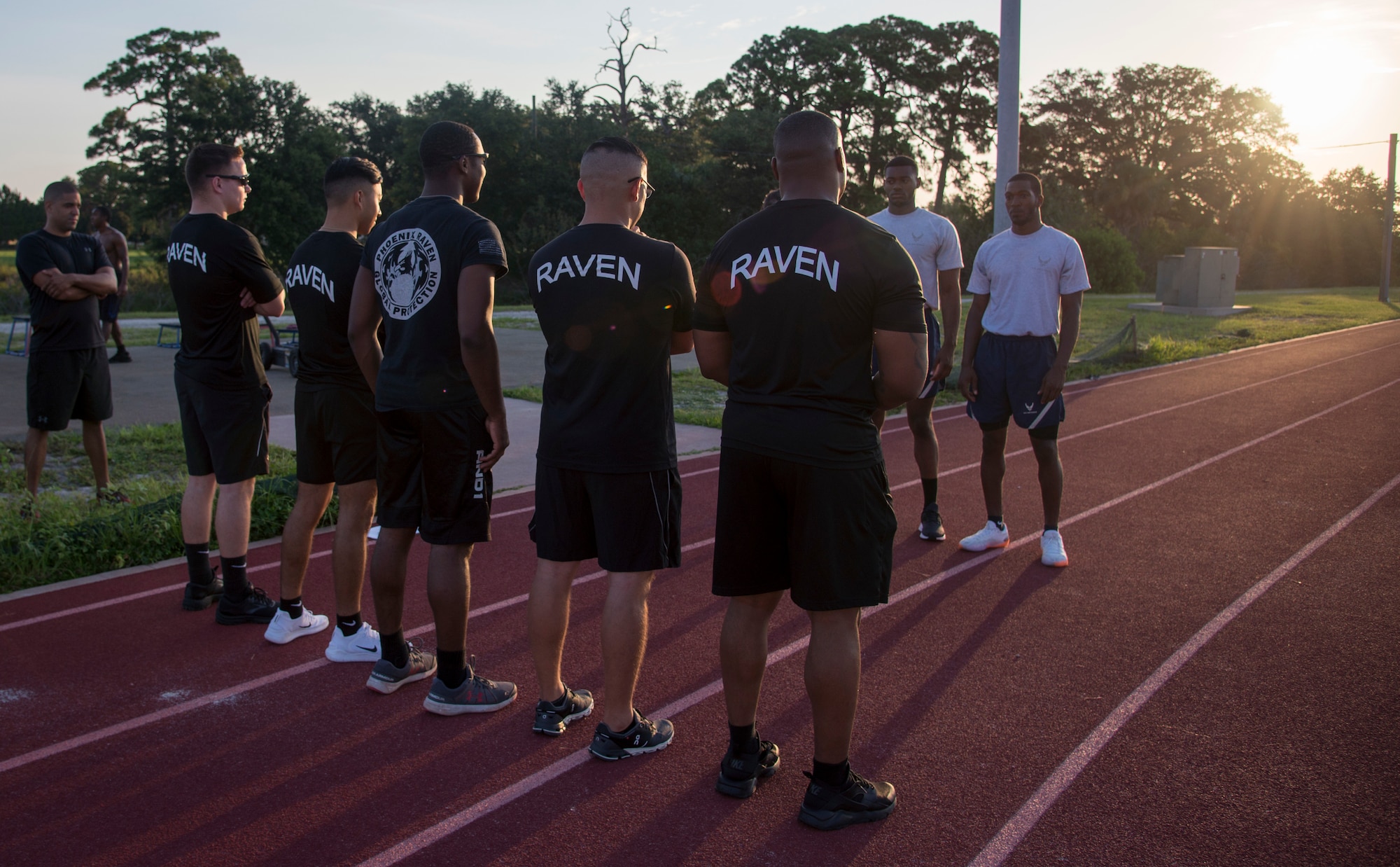 U.S. Air Force Phoenix Ravens assigned to the 6th Security Forces Squadron brief three Phoenix Ravens’ candidates at MacDill Air Force Base, Florida, July 16, 2018.