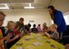 Fairchild Airmen assist military children make mock dog tags during Operation Kids Understanding Deployment Operations at Fairchild Air Force Base, Washington, July 20, 2018. Fairchild’s Airman & Family Readiness Center hosted operation KUDOS, which presents deployments in a fun way to decrease separation anxiety children go through during their parent’s deployment. (U.S. Air Force photo/Airman 1st Class Jesenia Landaverde)