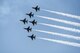 U.S. Air Force Thunderbirds fly in a Delta formation during the Cheyenne Frontier Days air show in Cheyenne, Wyo., July 25, 2018. The Thunderbirds fly in formation and perform aerial maneuvers to showcase their skills and precision.  The Thunderbirds made their CFD flying debut in 1953 and this air show has been a staple of the annual CFD events. The airshow provides a chance for the local community and worldwide visitors of CFD to see the U.S. Air Force in action over the skies of Cheyenne. (U.S. Air Force photo by Airman 1st Class Abbigayle Wagner)