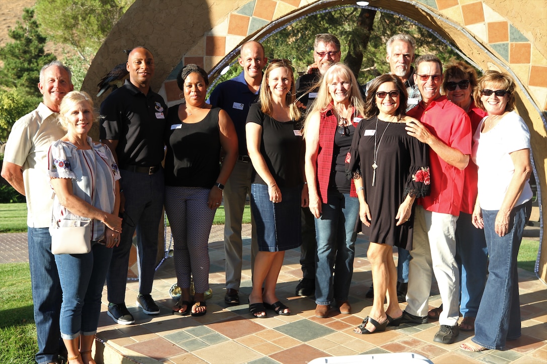 Members of the Edwards Air Force Base Civilian Military Support Group pose for a group photo at their annual barbecue at the Hacienda Lane Ranch in Palmdale, California, July 20. More than 100 people from throughout the Antelope Valley, to include U.S. Congressman Steve Knight, and Team Edwards attended the event to show their support for an organization dedicated to supporting the
quality of life on base. (Courtesy photo by Kane Wickham)