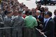 Vice President of the United States Michael Pence reaches out to shake hands with several Airmen July 25, 2018, after arriving to Grand Forks Air Force Base, North Dakota. During his visit, Pence was able to get a glimpse into some of the Grand Forks AFB missions, to include worldwide intelligence, surveillance and reconnaissance using the RQ-4 Global Hawk. (U.S. Air Force photo by Airman 1st Class Elora J. Martinez)