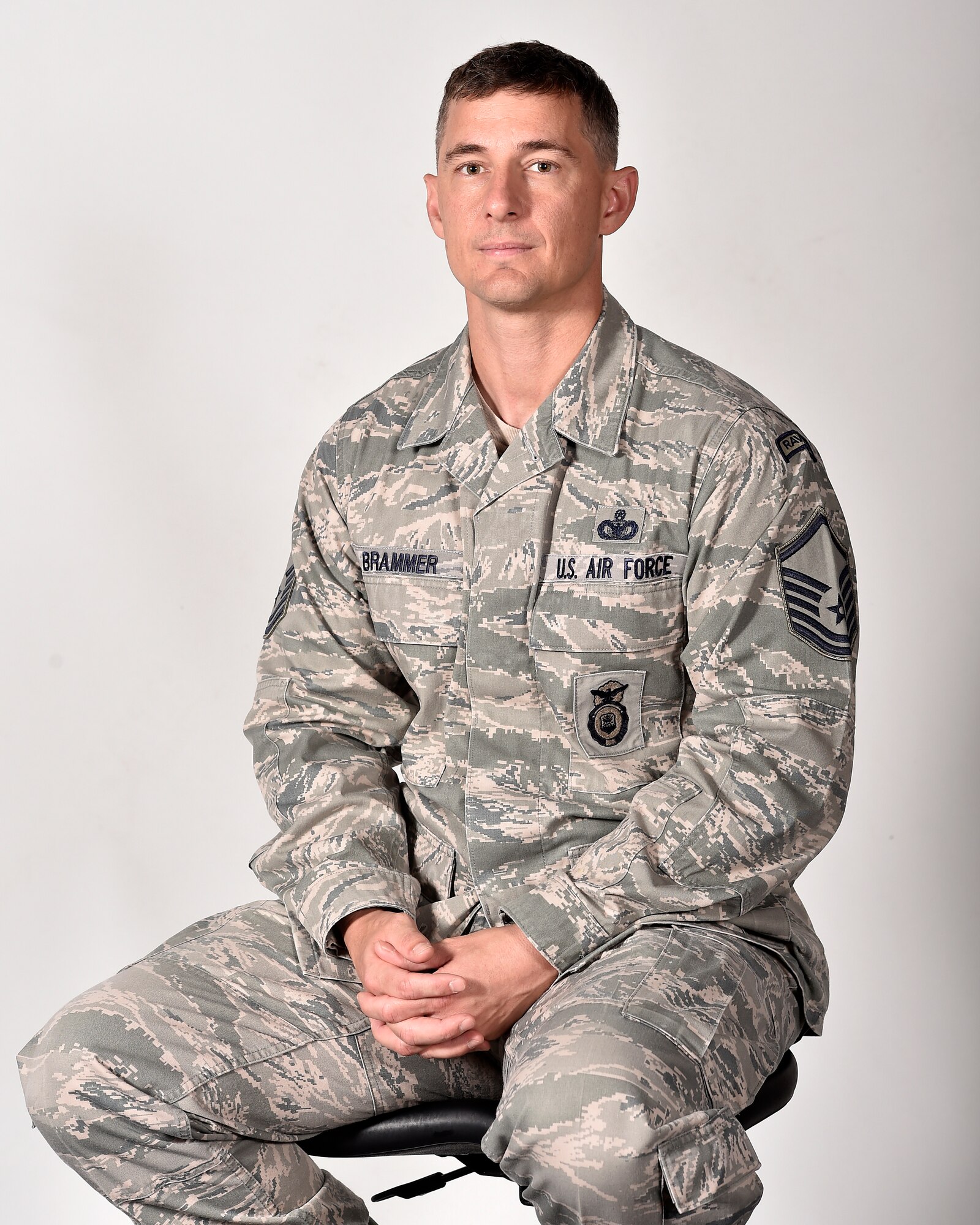 Master Sgt. Brady Brammer, unaccompanied housing superintendent with the 319th Civil Engineer Squadron, sits for a photo July 23, 2018, on Grand Forks Air Force Base. Brammer has been enlisted for nearly 20 years, and plans to retire in the fall 2018 after a long career of deployments, missions and permanent change of stations. (U.S. Air Force photo by Airman 1st Class Elora J. Martinez)