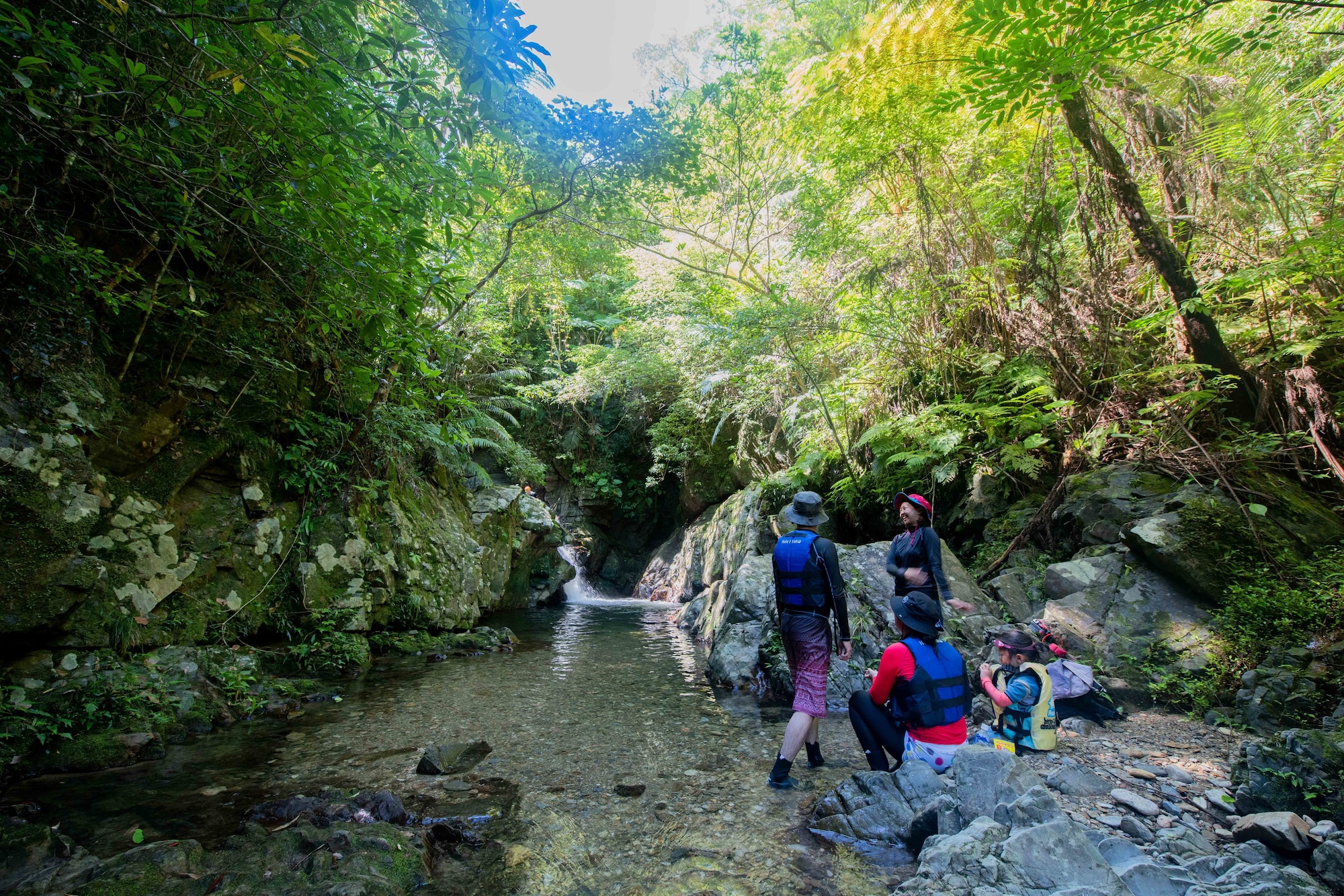The 18th Force Support Squadron hosted a river trekking trip July 25, 2018, at the Genka River in Okinawa, Japan. The 18th FSS hosts many adventures on a monthly basis to include canoeing, hiking and other outdoor activities.  (U.S. Air Force photo by Senior Airman Kristan Campbell