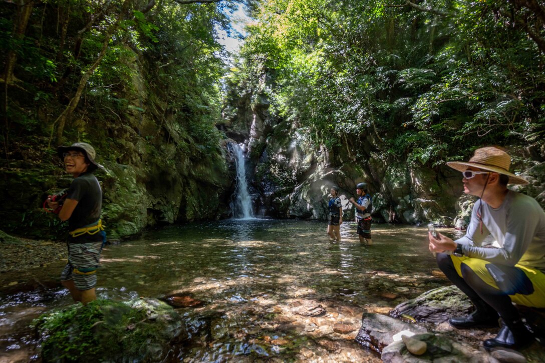 The 18th Force Support Squadron hosted a river trekking trip July 25, 2018, at the Genka River in Okinawa, Japan. The 18th FSS hosts many adventures on a monthly basis to include canoeing, hiking and other outdoor activities.  (U.S. Air Force photo by Senior Airman Kristan Campbell