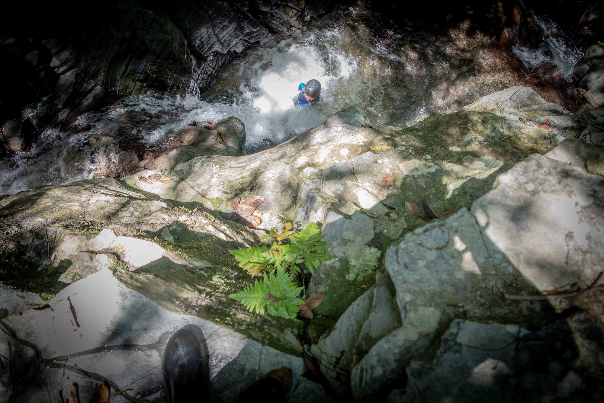 The 18th Force Support Squadron hosted a river trekking trip July 25, 2018, at the Genka River in Okinawa, Japan. The 18th FSS hosts many adventures on a monthly basis to include canoeing, hiking and other outdoor activities.  (U.S. Air Force photo by Senior Airman Kristan Campbell
