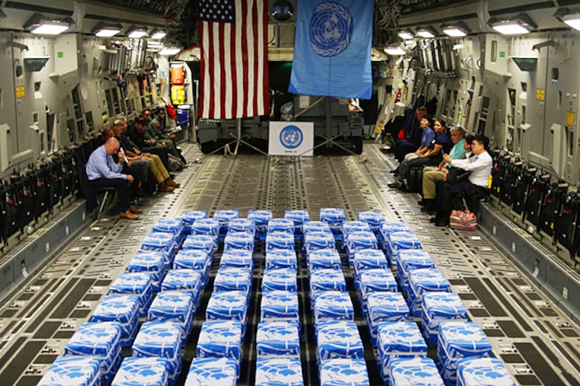 United Nations Command returned 55 cases of remains from the Democratic People's Republic of Korea, also known as North Korea, to Osan Air Base, South Korea, July 27, 2018.