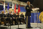 WASHINGTON- Command Sgt. Maj. Terrance A. Smith addresses Soldiers during the Land Component Command (LCC) change of responsibility ceremony, June 10, 2018 at the District of Columbia Armory. Smith will serve as an enlisted adviser to Brig. Gen. Robert K. Ryan, Commander, LCC, D.C. National Guard. (U.S. Army National Guard photo by Sgt. Adrian Shelton/Released)