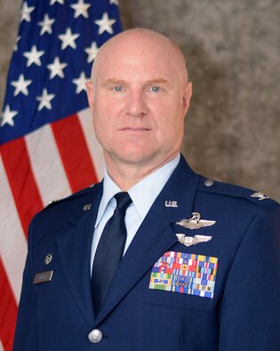 Col. Richard Heaslip, 507th Air Refueling Wing commander, sits for an official photo July 20, 2018, at Tinker Air Force Base, Okla. (U.S. Air Force photo by Lauren Gleason)