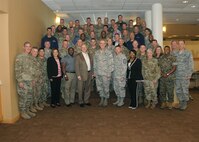 U.S. Air Force Gen. John Hyten, commander of U.S. Strategic Command (USSTRATCOM), poses for a photo with Capstone 18-4 participants at the Dougherty Conference Center, Offutt Air Force Base, Neb., July 25, 2017. The Capstone program provides opportunities for new flag, general officers and senior executive service to learn from subject matter experts through discussions on a variety of defense-related issues. While here, participants received presentations on the nuclear triad and modernization, 21st century deterrence, arms control and verification, regional nuclear dynamics and non-proliferation, and nuclear security. USSTRATCOM has global responsibilities assigned through the Unified Command Plan that include strategic deterrence, nuclear operations, space operations, joint electromagnetic spectrum operations, global strike, missile defense, and analysis and targeting.
